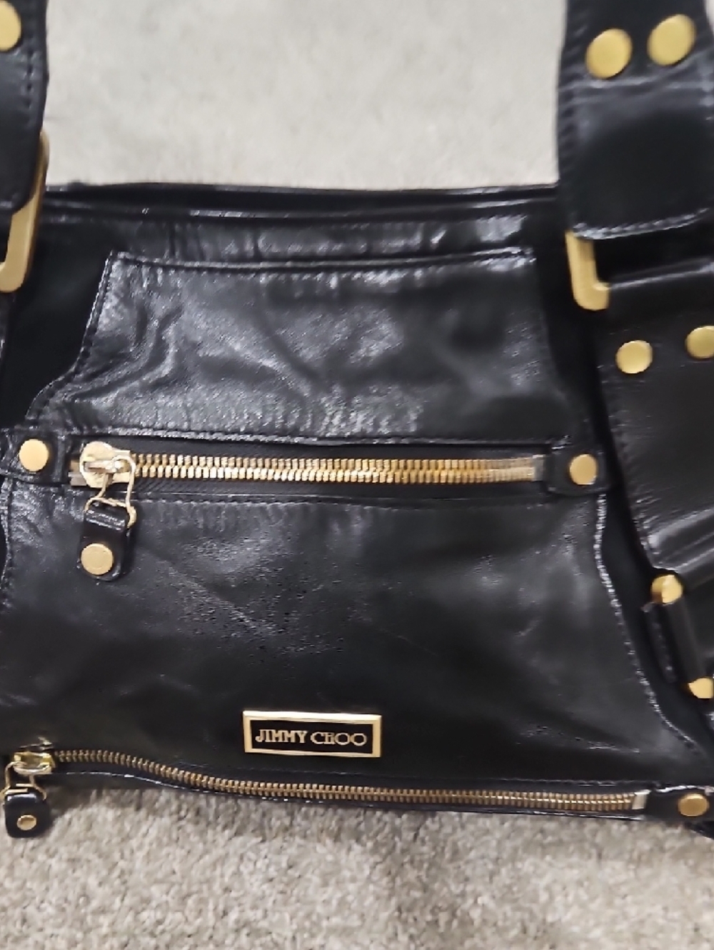 Jimmy Choo Mahala Black Leather Shoulder Bag with Gold-Tone Hardware - Picture 9 of 15